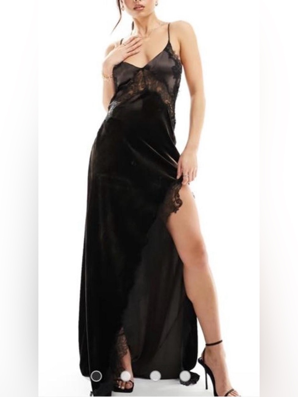 Jen Ceballos x MANGO silk and velvet dress